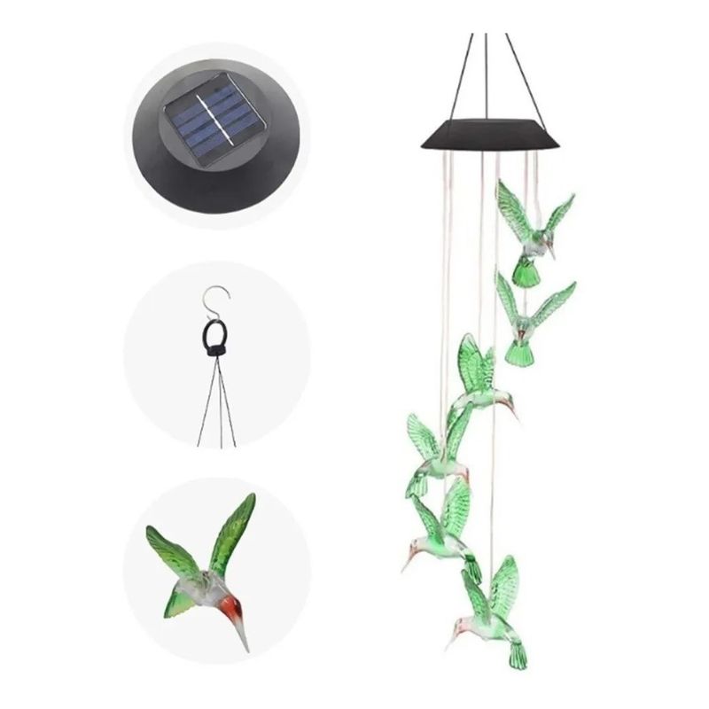 GENERICO - Lampara Led Colgante Colibri Solar