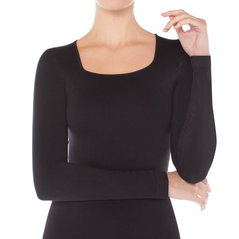 MONARCH - Polera Basica Escote Cuadrado Negro