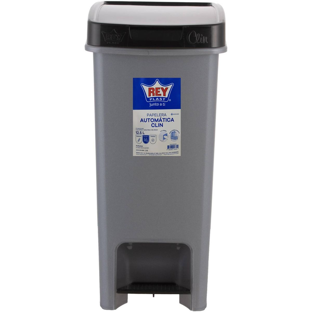 REYPLAST - Basurero Antideslizante Con Pedal Modelo Clin 12.5 Litros