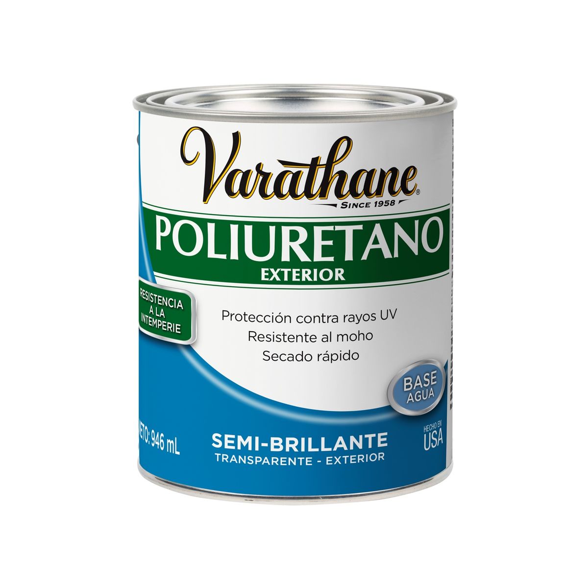 RUST OLEUM - Poliuretano barniz de Exterior Base Agua Semi Brillante