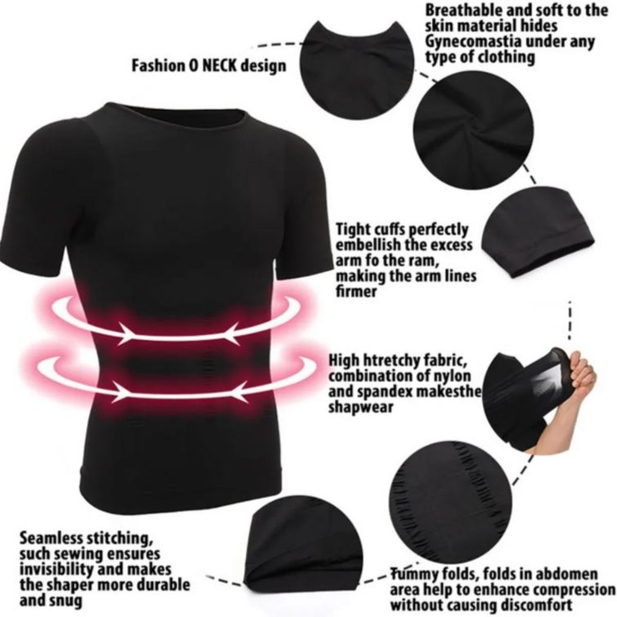 GENERICO - Faja Camiseta Reductora Hombre Con Mangas