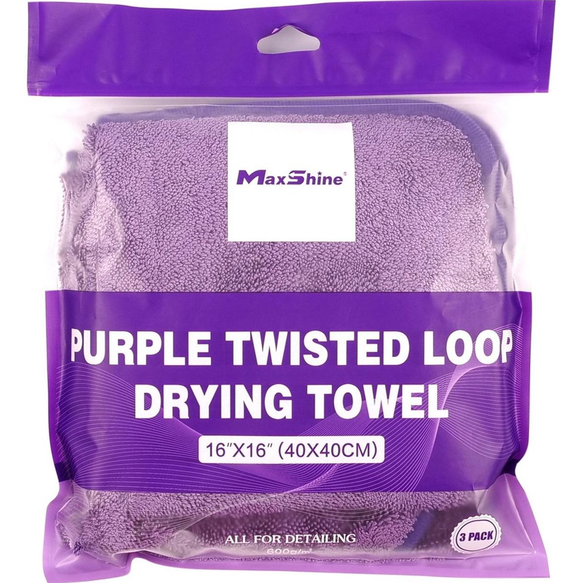 MAX SHINE - Kit 3 Toallas de Lazo Trenzado Simple 600 GSM Maxshine