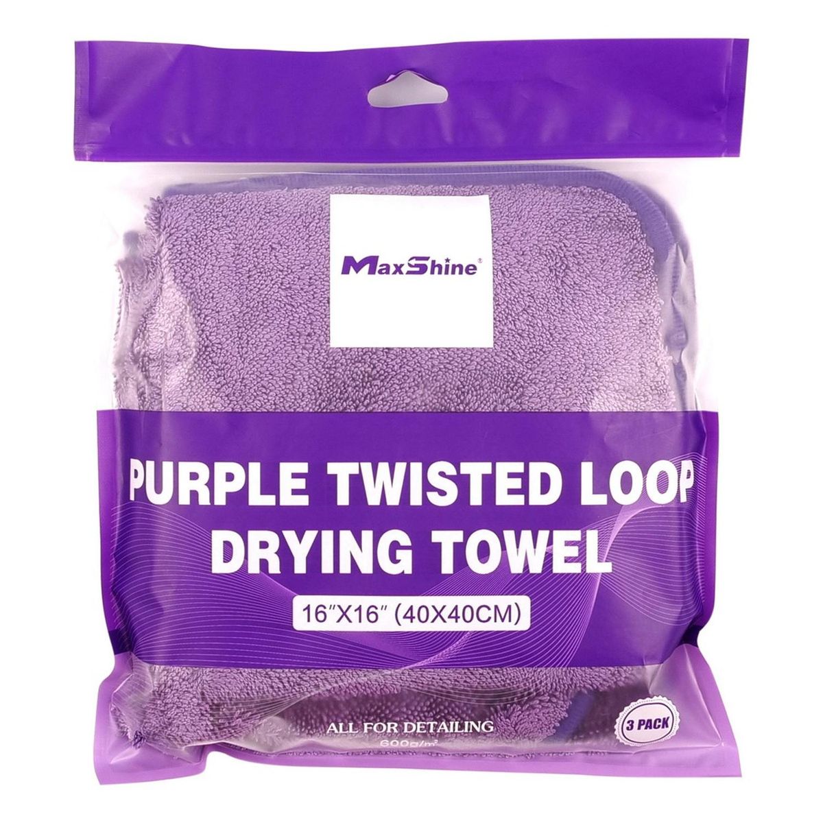 MAX SHINE - Kit 3 Toallas de Lazo Trenzado Simple 600 GSM Maxshine