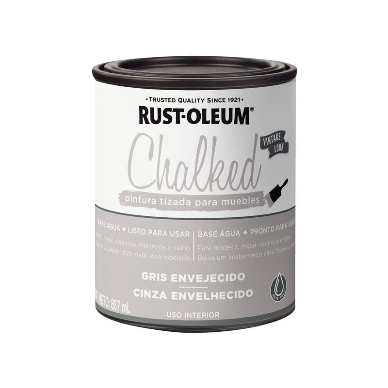 RUST OLEUM - Pintura Tizada de Interior Base Agua Gris Envejecido