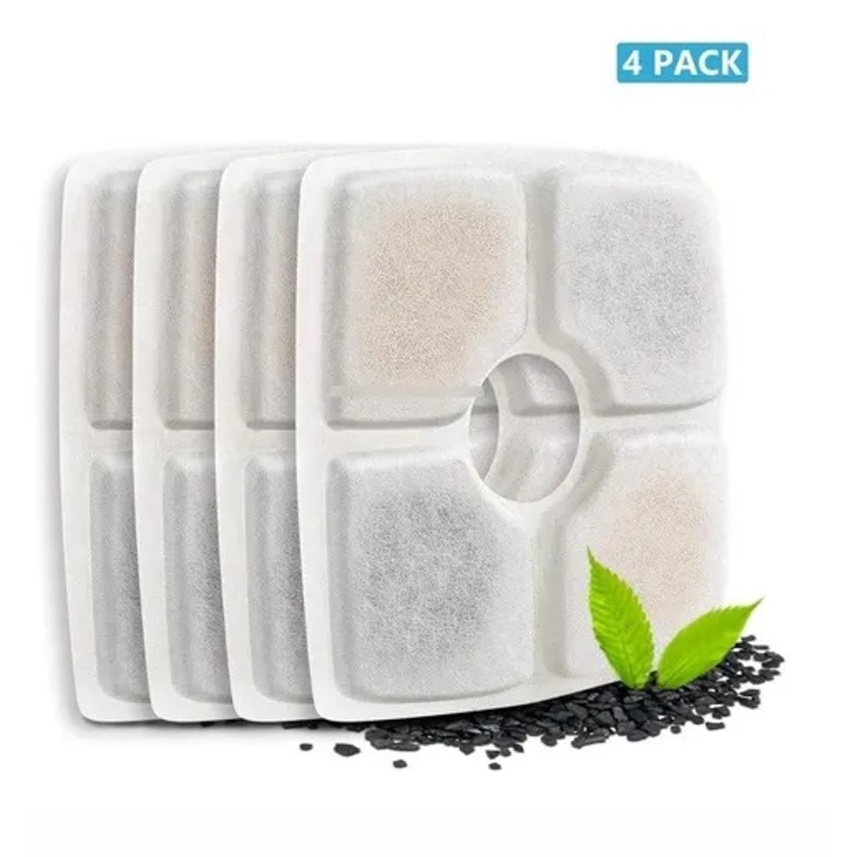 GENERICO - Repuesto Filtro Fuente Bebedero Agua Pack X4 Cuadrado