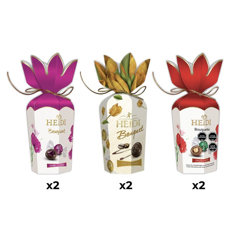 HEIDI - Pack 6 Chocolates Bombón Heidi bouquette Flower surtido120g