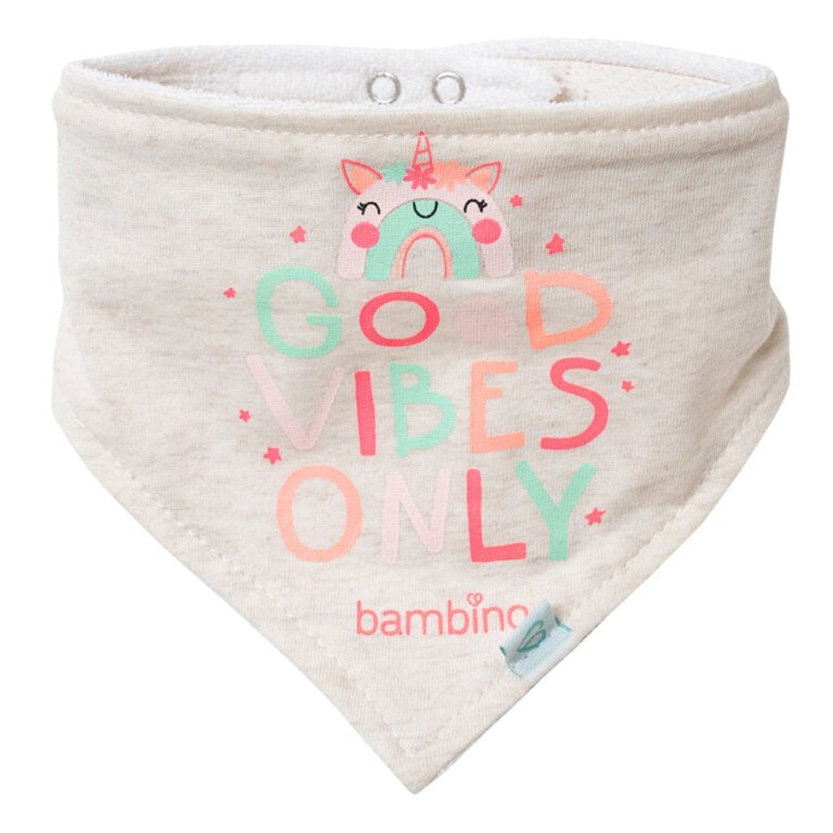 BAMBINO - Babero bandana para bebé rosado con arcoiris