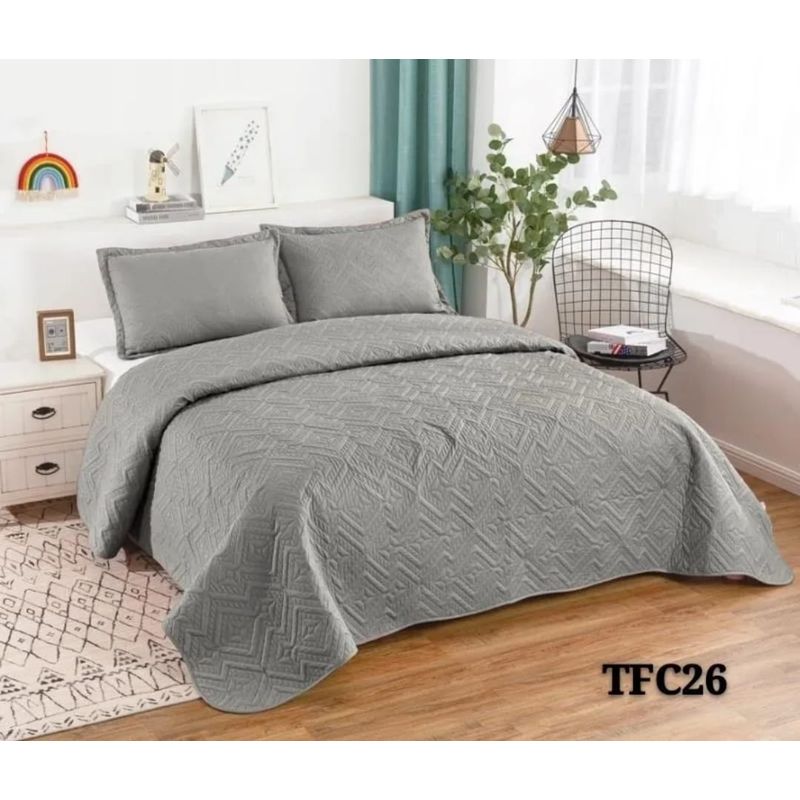 GENERICO - Cobertor de verano Quilt 2 plaza Gris