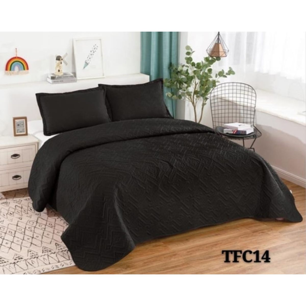 GENERICO - Cobertor de verano Quilt King Negro