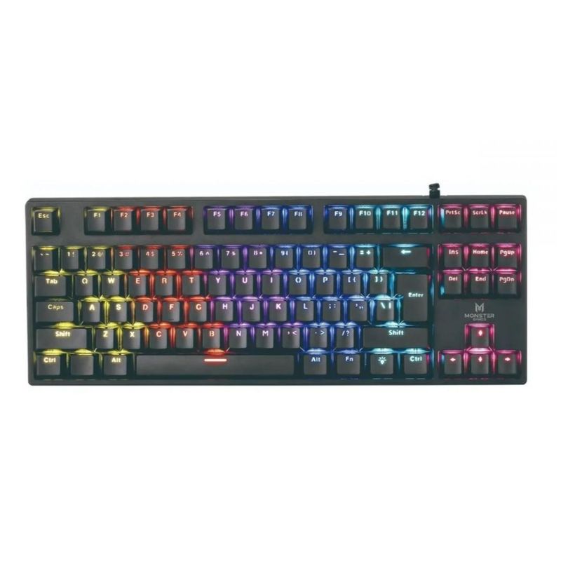 MONSTER GAMES - Teclado Mecanico Gamer USB RGB Negro Punisher Monster Games