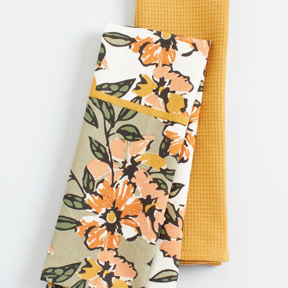 LOUNGE - Set Paños De Cocina Mujer Lounge Flores Mostaza LOUNGE