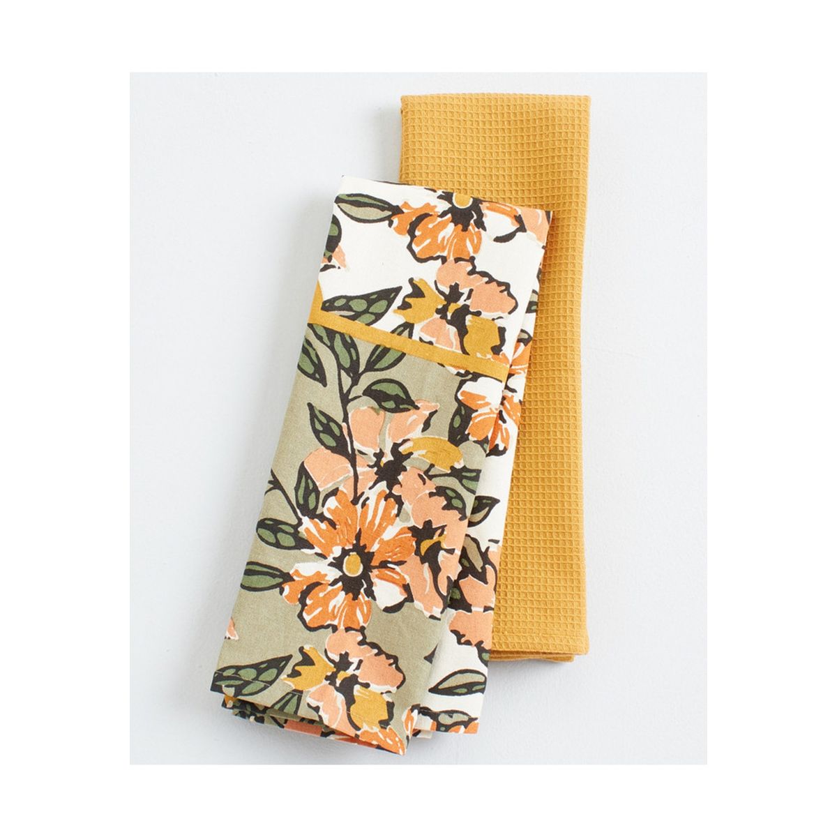 LOUNGE - Set Paños De Cocina Mujer Lounge Flores Mostaza LOUNGE