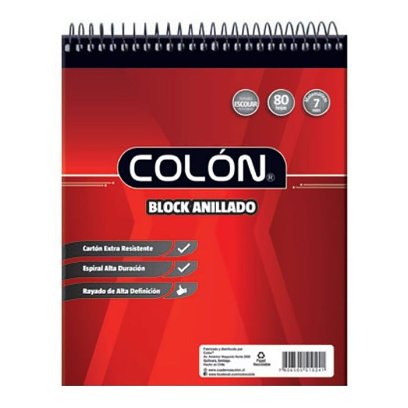 COLON - Block Colón Escolar Espiral Matemáticas 80 hojas 10 unidades