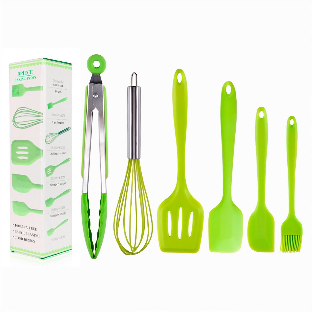 GENERICO - Set 6 Utensilios De Silicona Antiadherentes Cocina Espatula