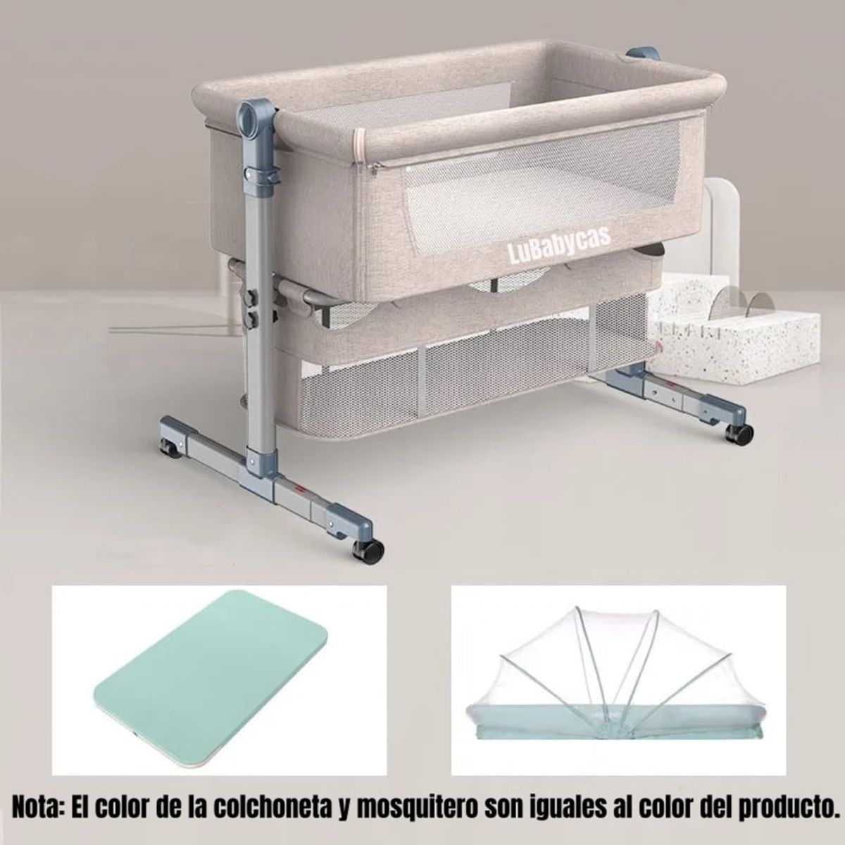 LUBABYCAS - Cuna Colecho Bebé Con Mosquitero Café Lubabycas
