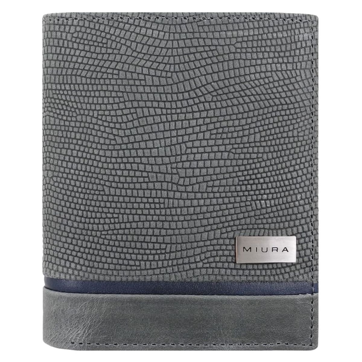 MIURA - Billetera Hombre Marcus Gris 100 % Cuero Natural