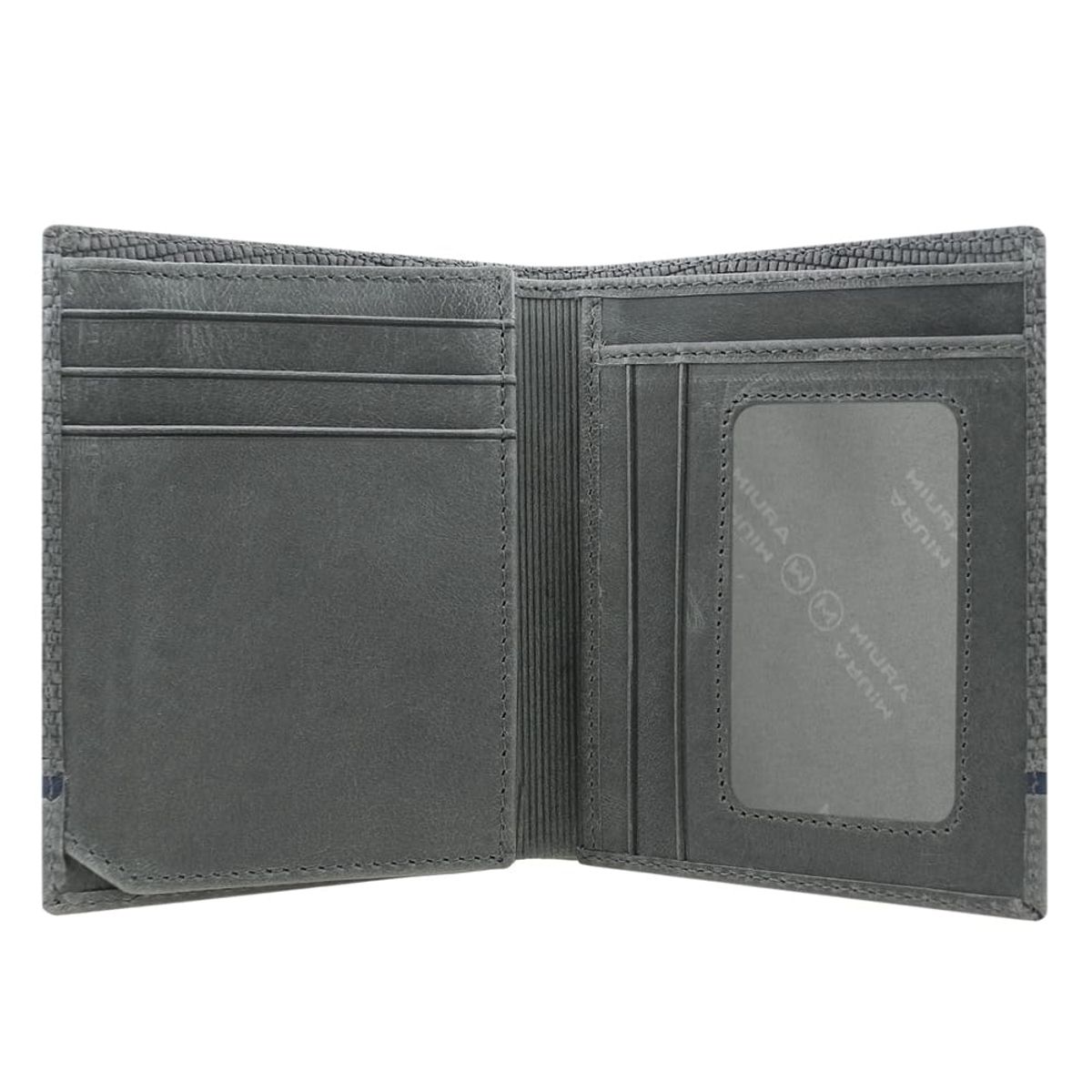 MIURA - Billetera Hombre Marcus Gris 100 % Cuero Natural