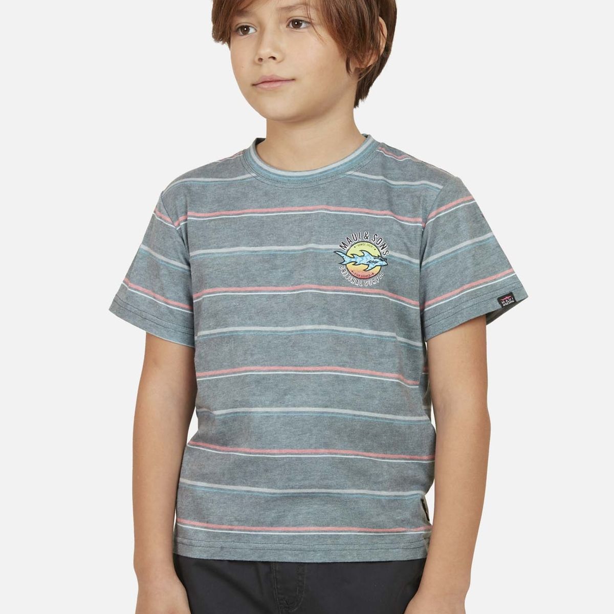 MAUI AND SONS - Polera THE BRIDGE STRIKE SS TEE Niño Gris Maui and Sons