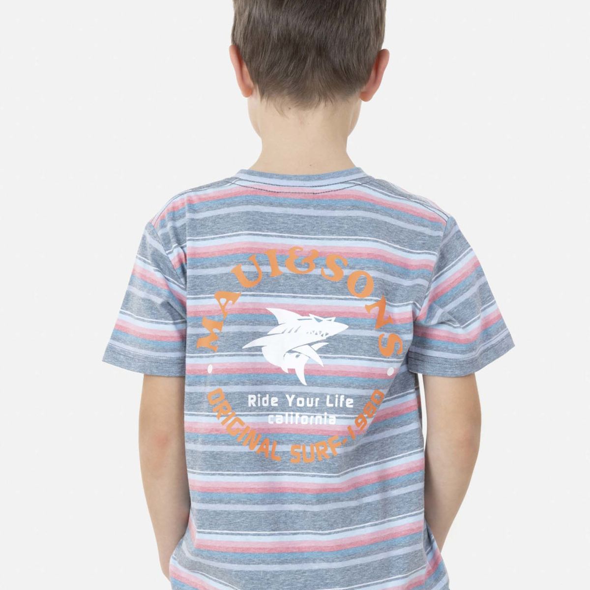 MAUI AND SONS - Polera ROUTE 66 STRIPE SS TEE Niño Rosado Maui and Sons MAUI AND SONS