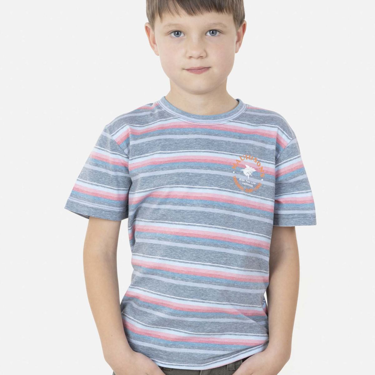 MAUI AND SONS - Polera ROUTE 66 STRIPE SS TEE Niño Rosado Maui and Sons MAUI AND SONS