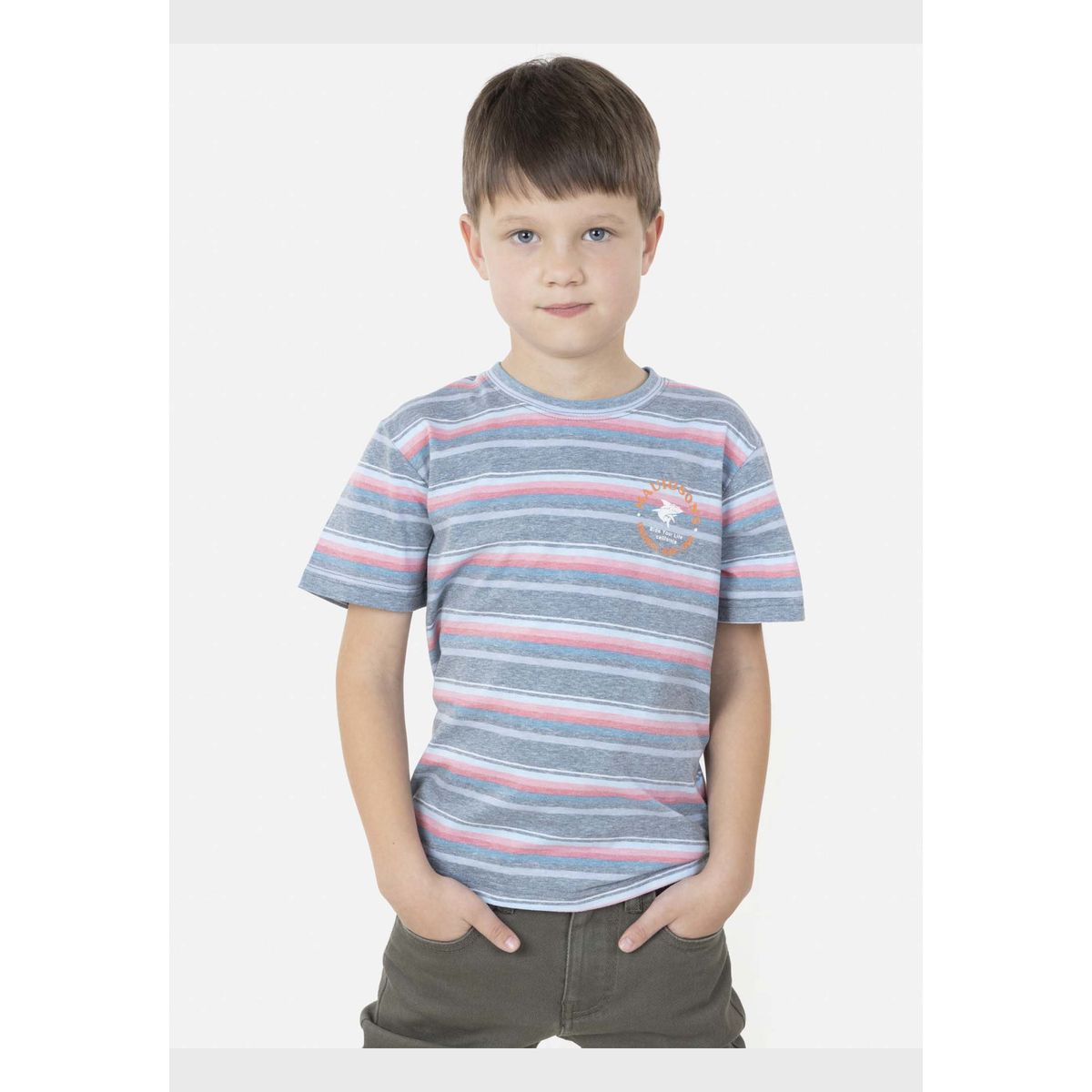 MAUI AND SONS - Polera ROUTE 66 STRIPE SS TEE Niño Rosado Maui and Sons MAUI AND SONS