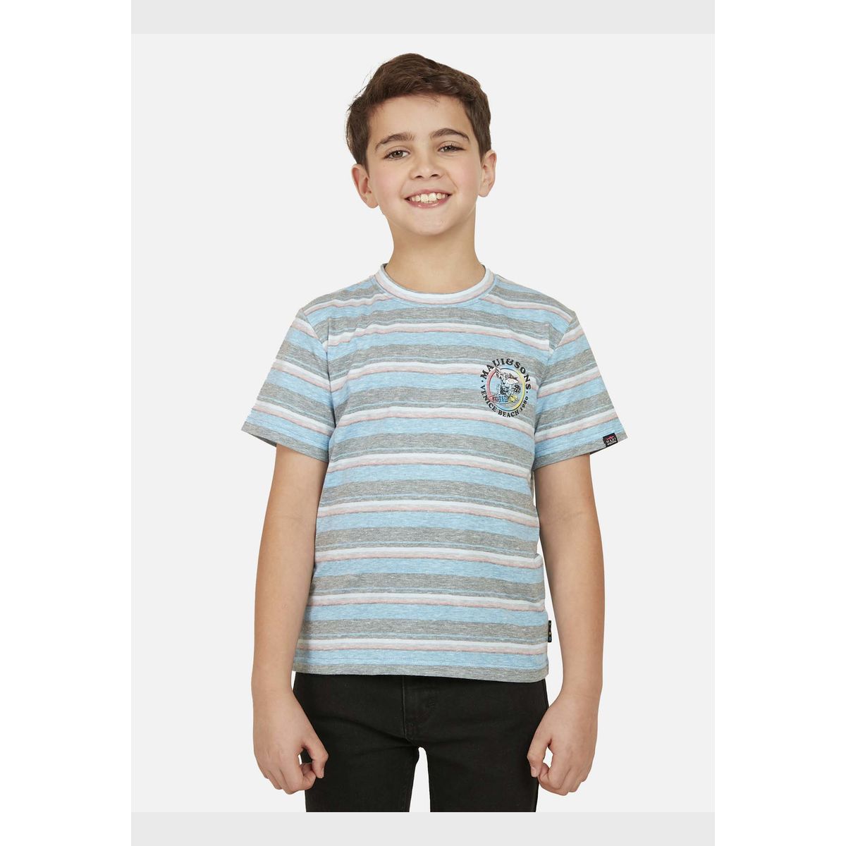 MAUI AND SONS - Polera VENICE STRIPE SS TEE Niño Celeste Maui and Sons