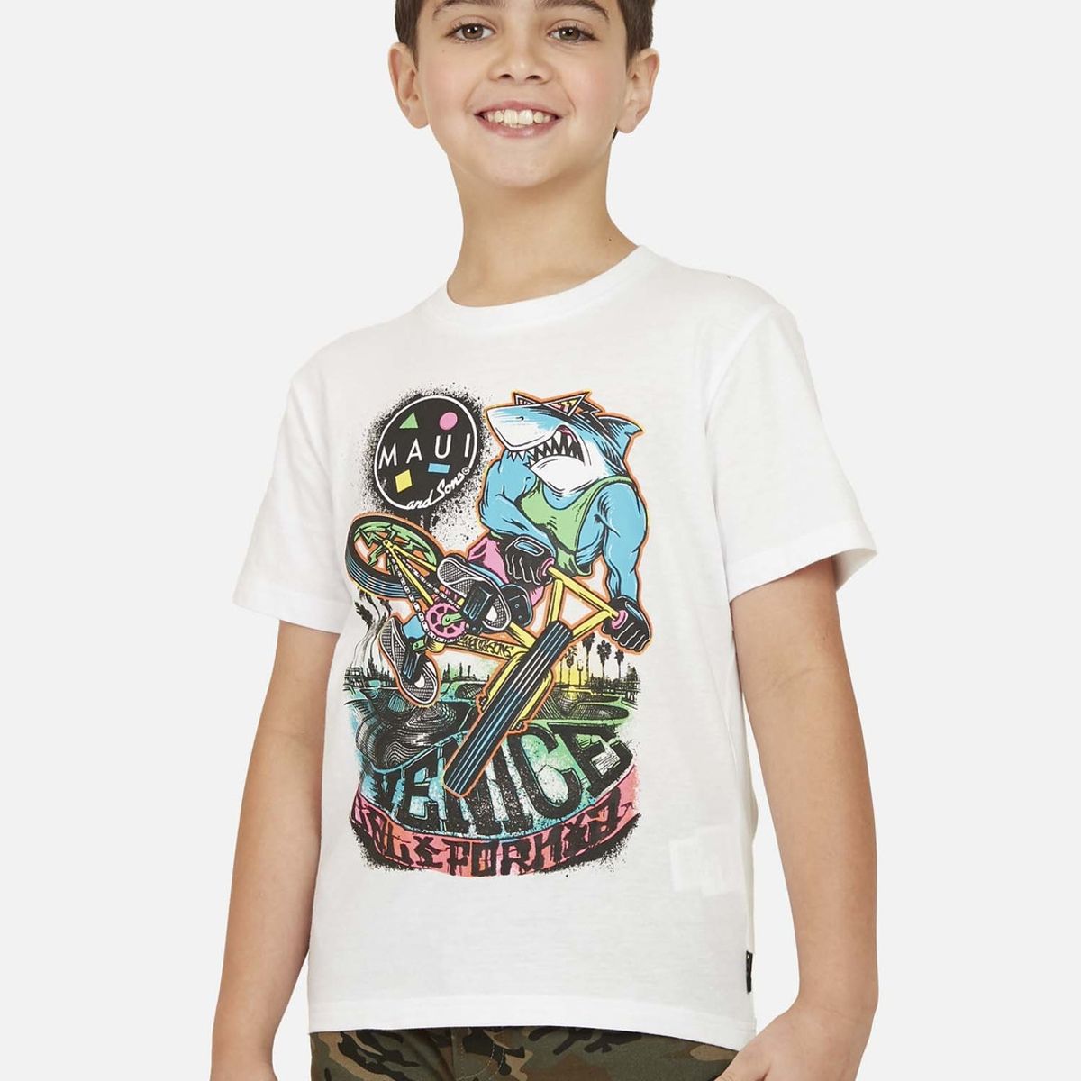 MAUI AND SONS - Polera free style Niño Blanco Maui and Sons