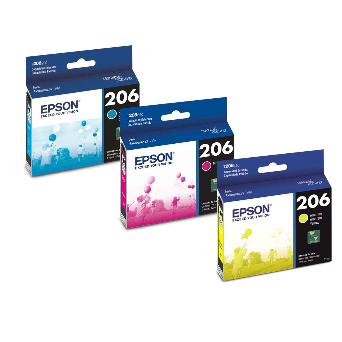 EPSON - 3 Tintas Epson Genuinas T 206 c/m/y Xp-2101 C/iva T206