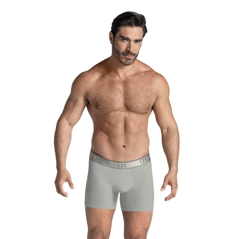 LEO - Ropa Interior Masculina 033300N Boxer Largo Gris