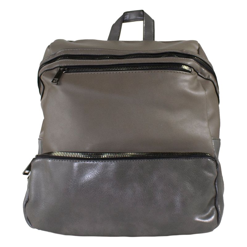 MAILEA - Mochila ecocuero bolsillo alargado para mujer gris