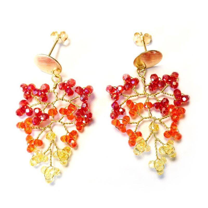 ANDREA COGGIOLA JOYAS - Aros Mostacilla Cristal Tope Enchapado Oro 18K