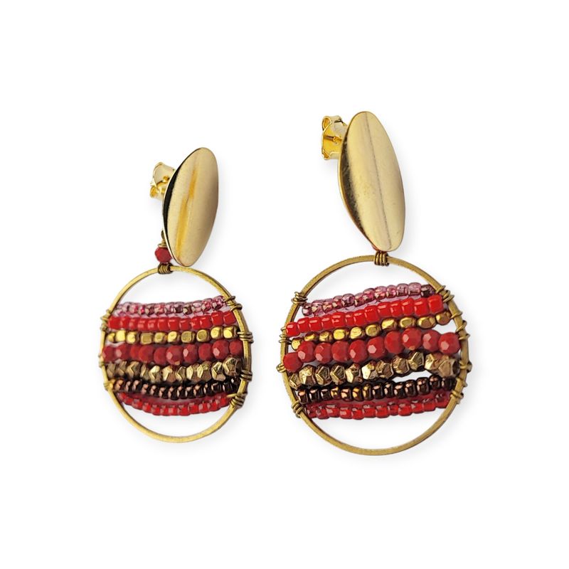 ANDREA COGGIOLA JOYAS - Aros Mostacilla Cristal Alambre Bronce Tope Enchapado Oro 18K