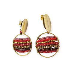 ANDREA COGGIOLA JOYAS - Aros Mostacilla Cristal Alambre Bronce Tope Enchapado Oro 18K