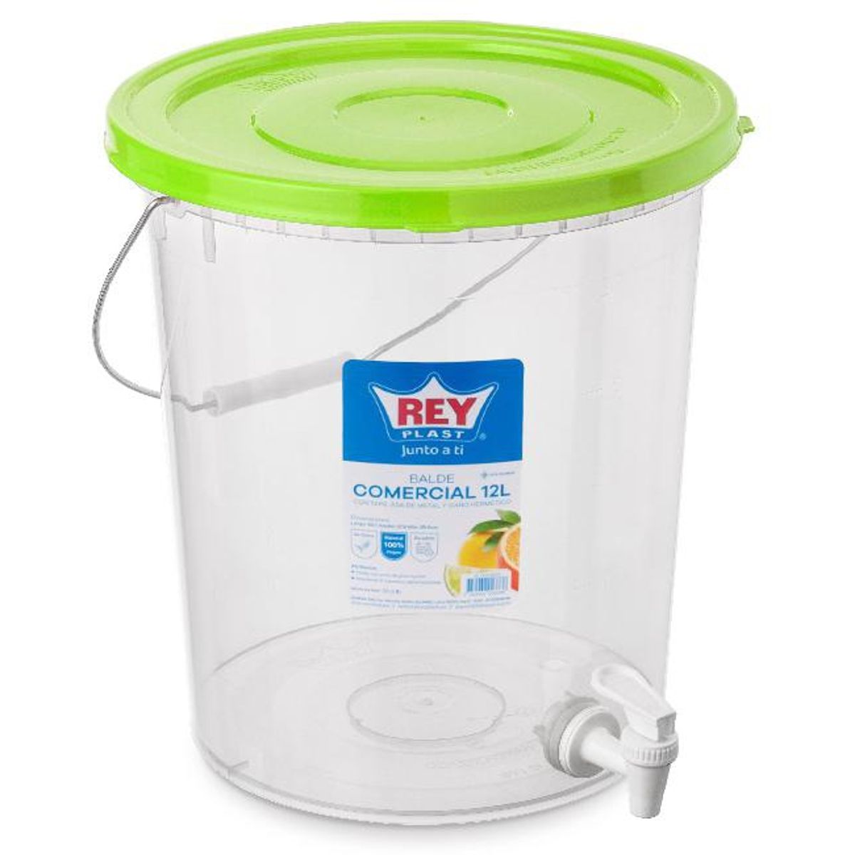REYPLAST - Balde Dispensador Contenedor Comercial Con Grifo Caño 12 Lts