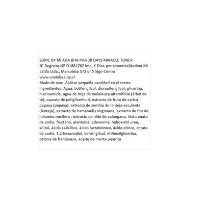 Imagen 2 del producto Tónico exfoliante anti acné AHA BHA PHA 30 days miracle toner