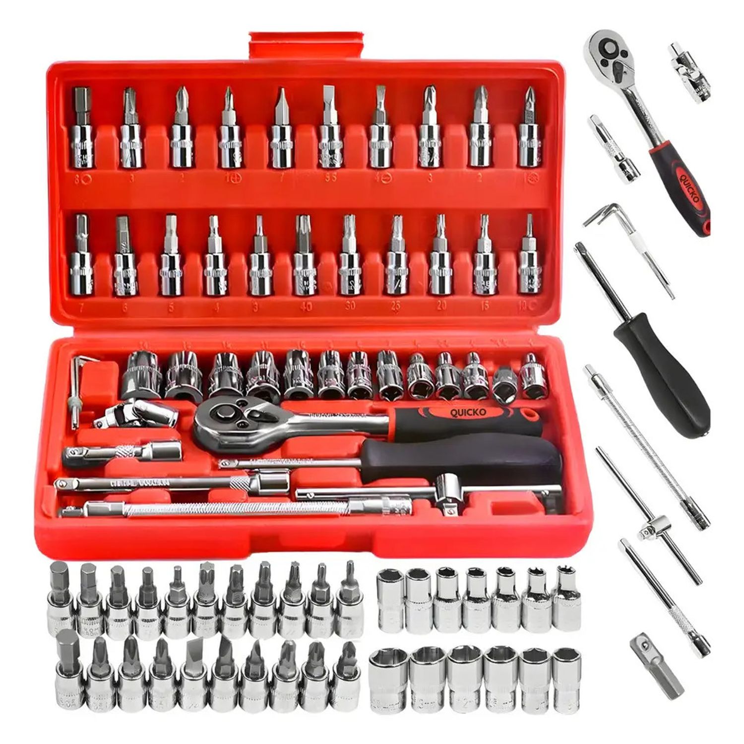 Herramientas 46 Piezas Set De Llave Chicharra Dados Destornillador