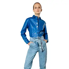 AMEN LEATHER - Camisa De Cuero Ima Azul Amen