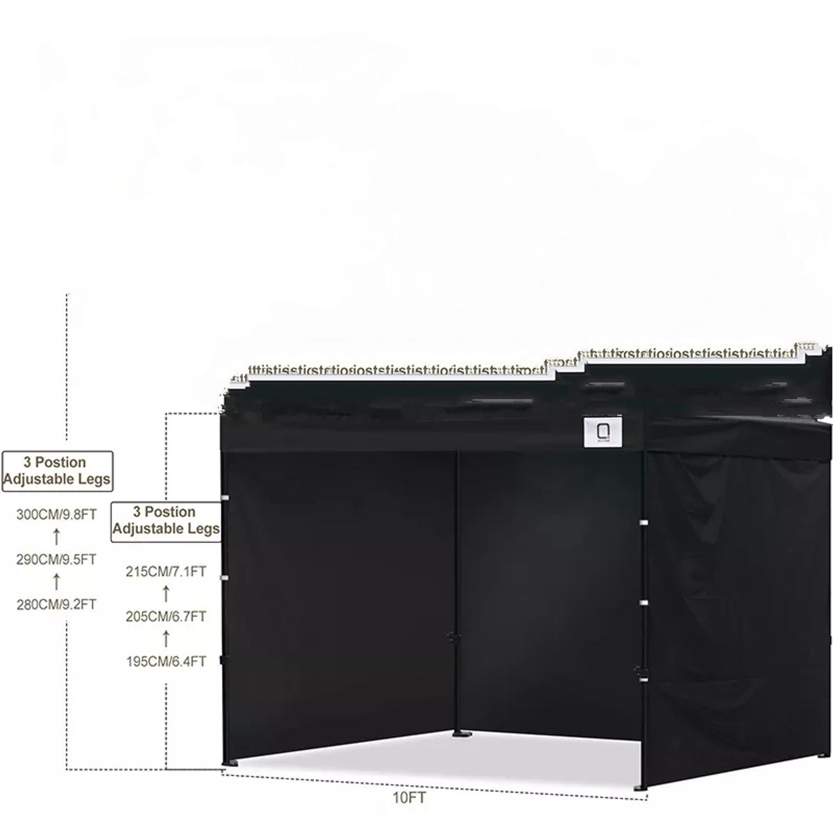 GENERICO - Lona Paredes Laterales para Toldo Plegable 3x3 MTS negro Impermeable