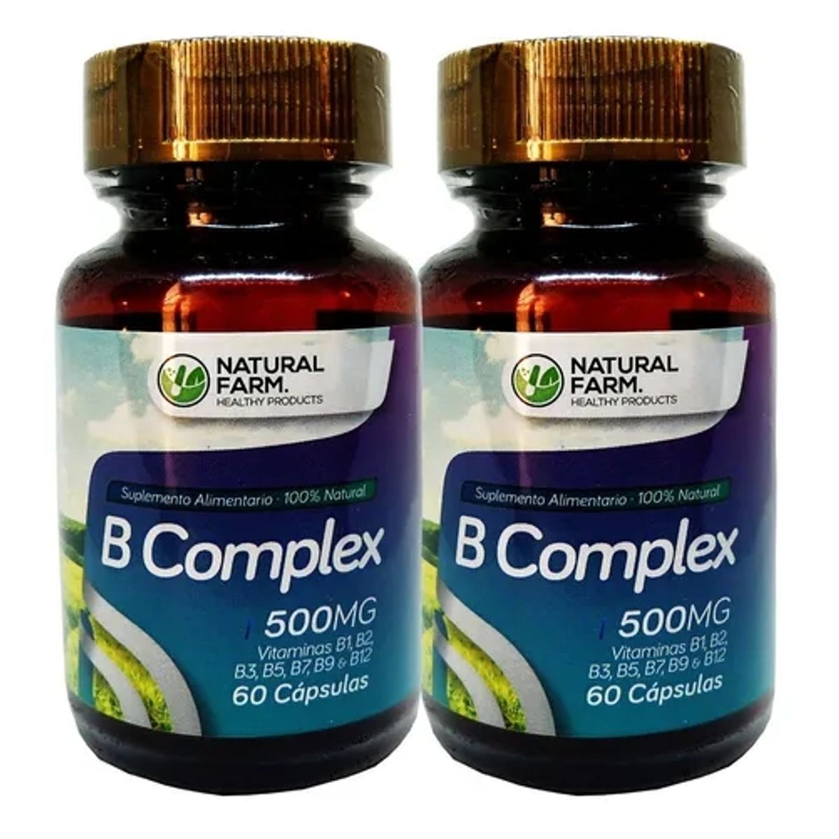 NATURAL FARM - B Complex Nf Vitaminas 2x60 Caps B1 B2 B3 B5 B7 B9 B12
