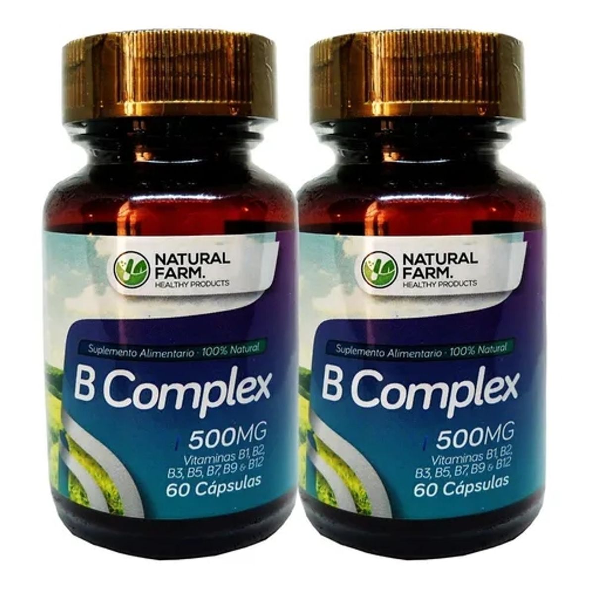 NATURAL FARM - B Complex Nf Vitaminas 2x60 Caps B1 B2 B3 B5 B7 B9 B12