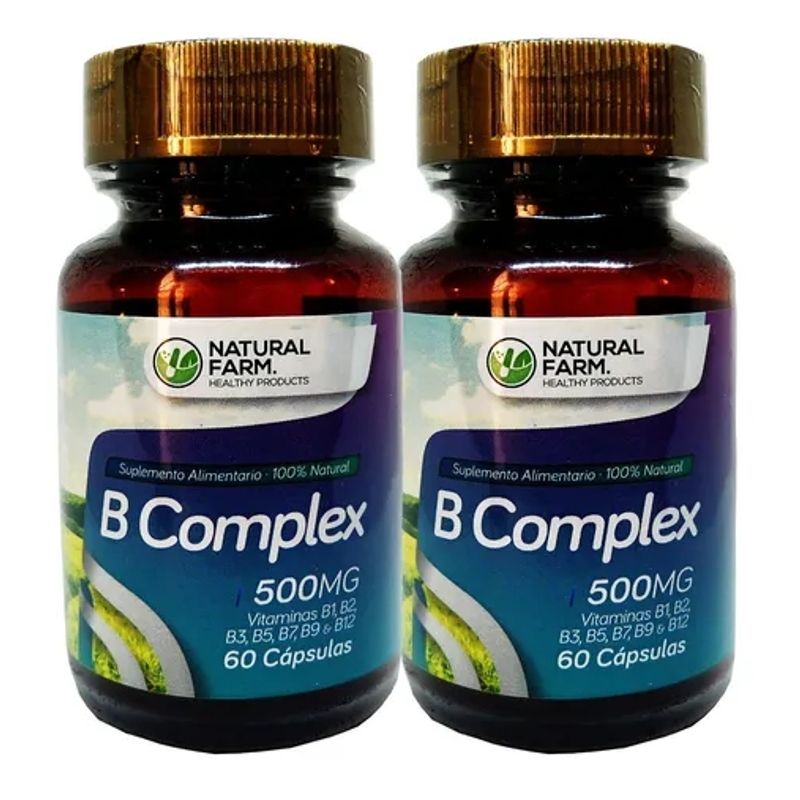 NATURAL FARM - B Complex Nf Vitaminas 2x60 Caps B1 B2 B3 B5 B7 B9 B12