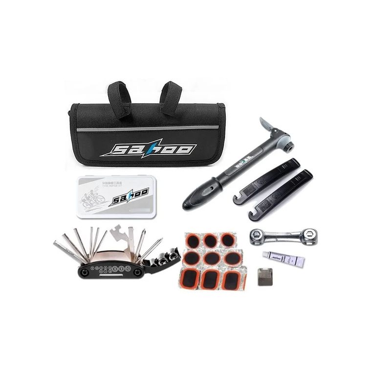 GENERICO - Kit De Reparacion 12 En 1 Para Bicicleta / Bombin / Llaves