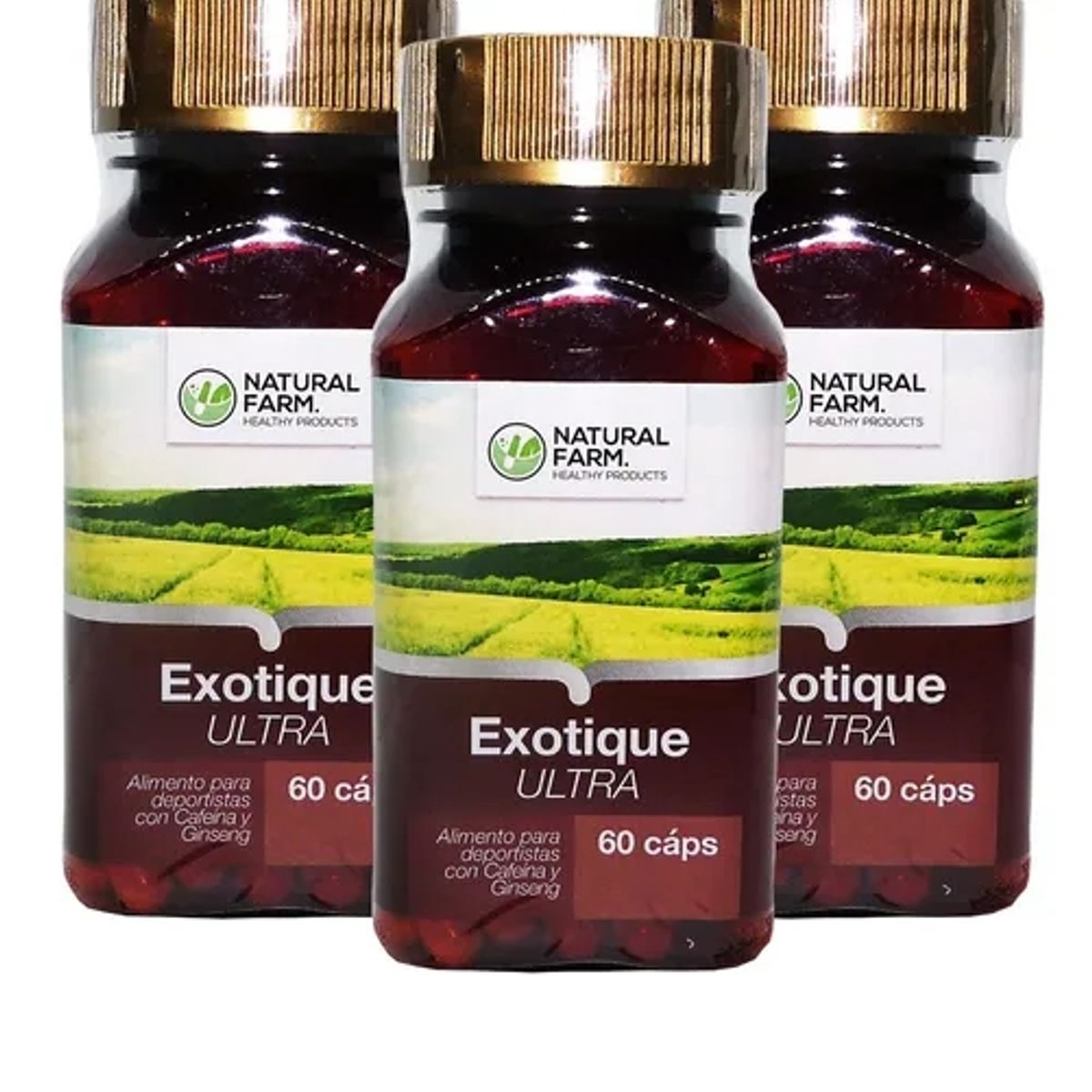 NATURAL FARM - Exotique : Ginseng + Guarana ++ Nf 3 Frascos 3x60 Caps. Vigor