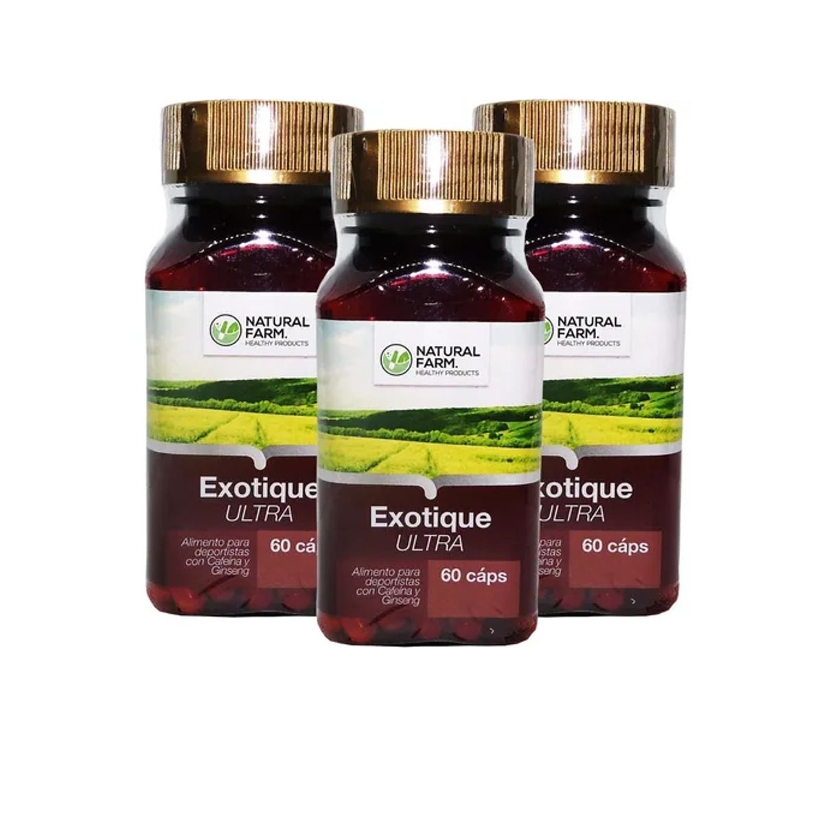 NATURAL FARM - Exotique : Ginseng + Guarana ++ Nf 3 Frascos 3x60 Caps. Vigor