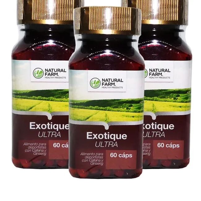 NATURAL FARM - Exotique : Ginseng + Guarana ++ Nf 3 Frascos 3x60 Caps. Vigor