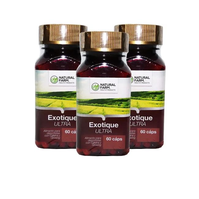 NATURAL FARM - Exotique : Ginseng + Guarana ++ Nf 3 Frascos 3x60 Caps. Vigor