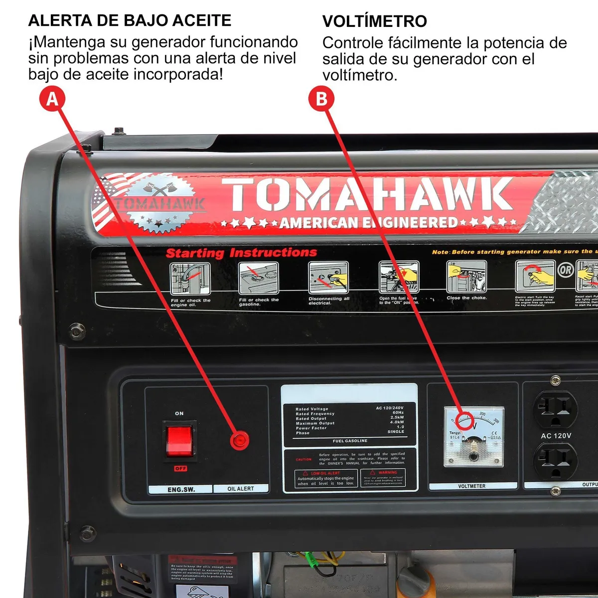 VAN BEEK - Generador 3500W Tomahawk Power TG3500 PARTIDA MANUAL