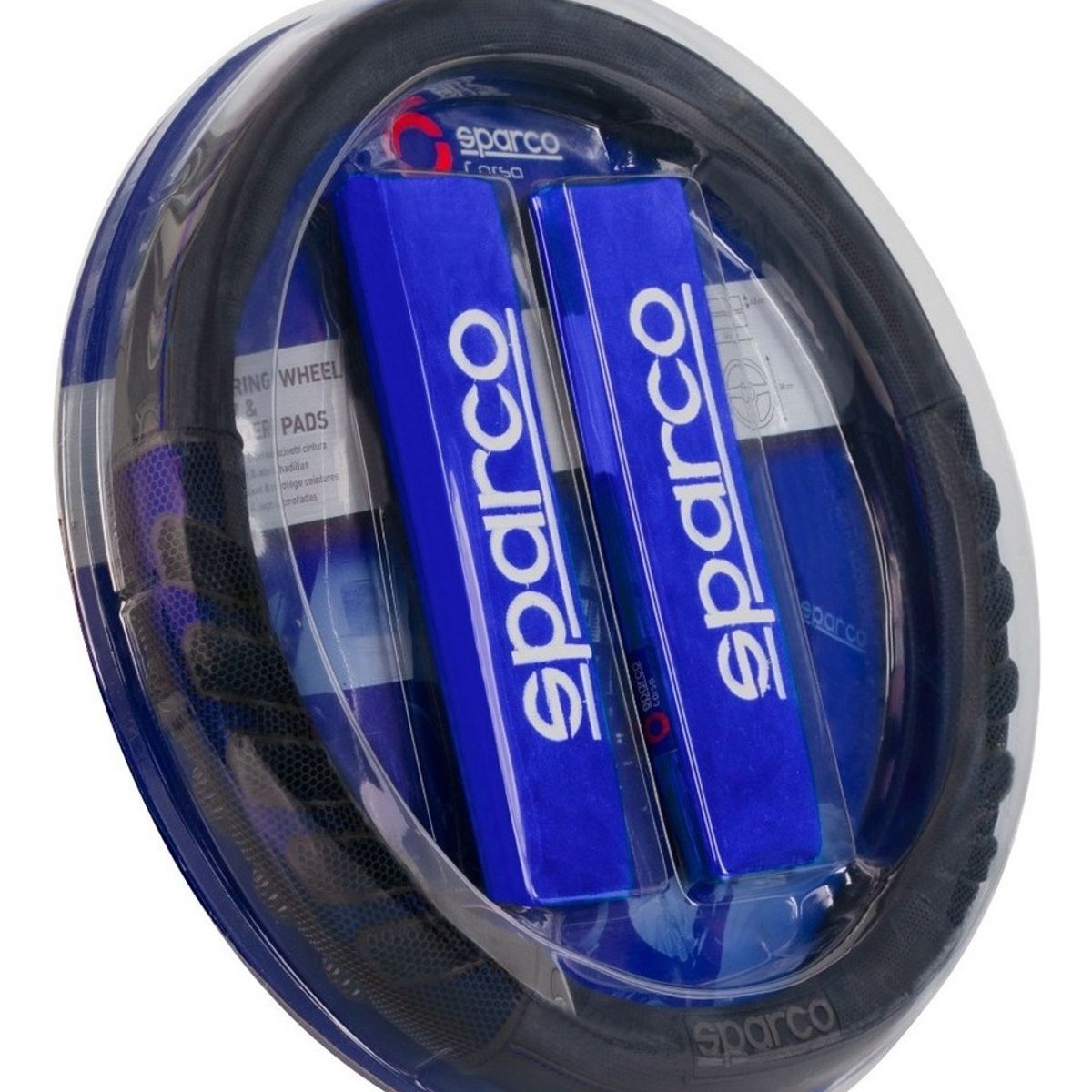 SPARCO - Cubre Volante + Cubre Cinturon Auto Sparco N-AZUL 107BL