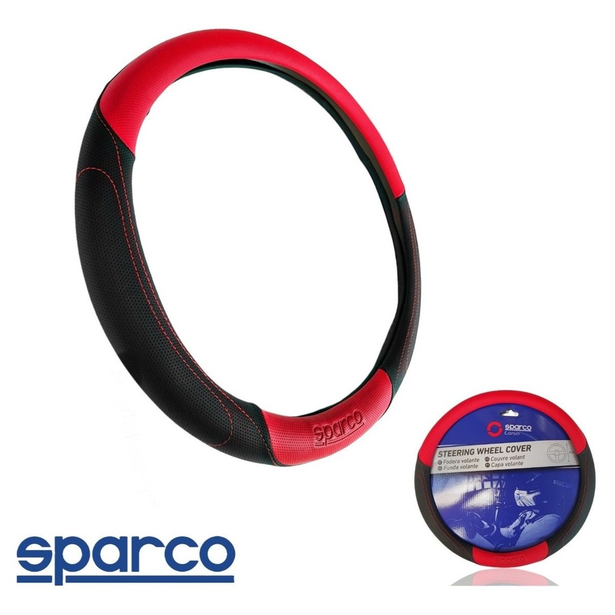 SPARCO - Funda Cubre Volante Sparco Auto N-Rojo 117RD
