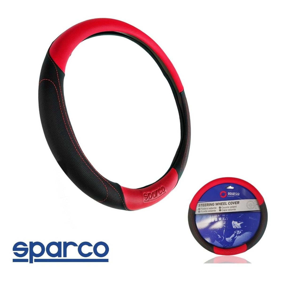 SPARCO - Funda Cubre Volante Sparco Auto N-Rojo 117RD